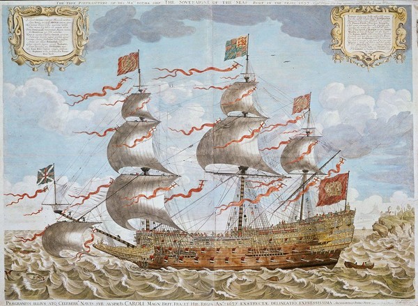 17세기 초기형 전열함, HMS 소버린 오브 더 씨 사진=pinterest